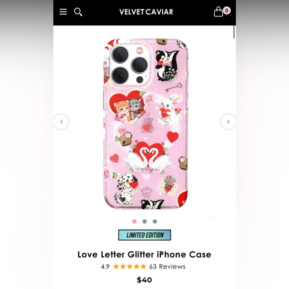 VELVET CAVIAR LOVE LETTER CASE FOR iPhone 13 PRO MAX - Picture 7 of 7